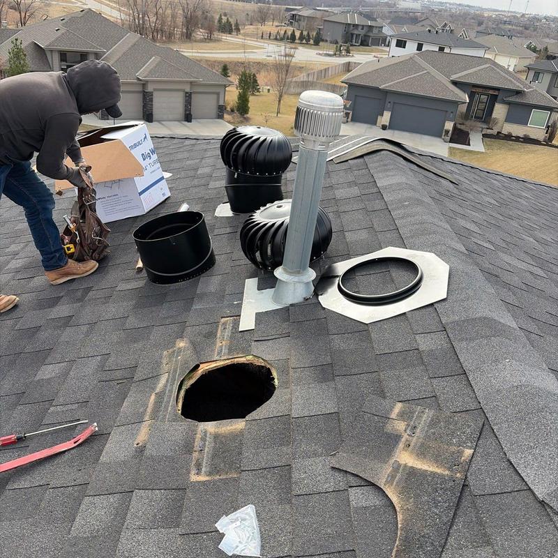 Roof turbine vents installation replacing power vents Roof turbine vents installation replacing power vents