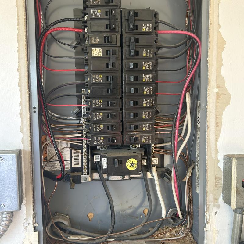 Electrical circuit breaker panel with wiring installation Electrical circuit breaker panel with wiring installation