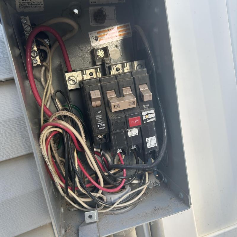 Electrical breaker panel with wiring and circuit breakers Electrical breaker panel with wiring and circuit breakers