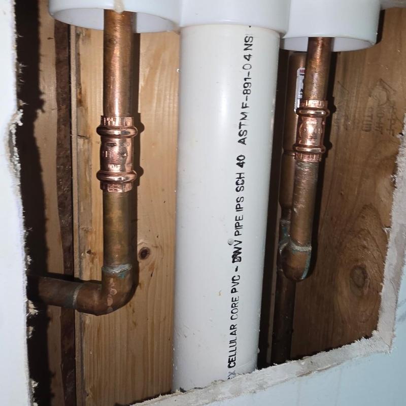Washer bibs supply pipes with drywall access cut