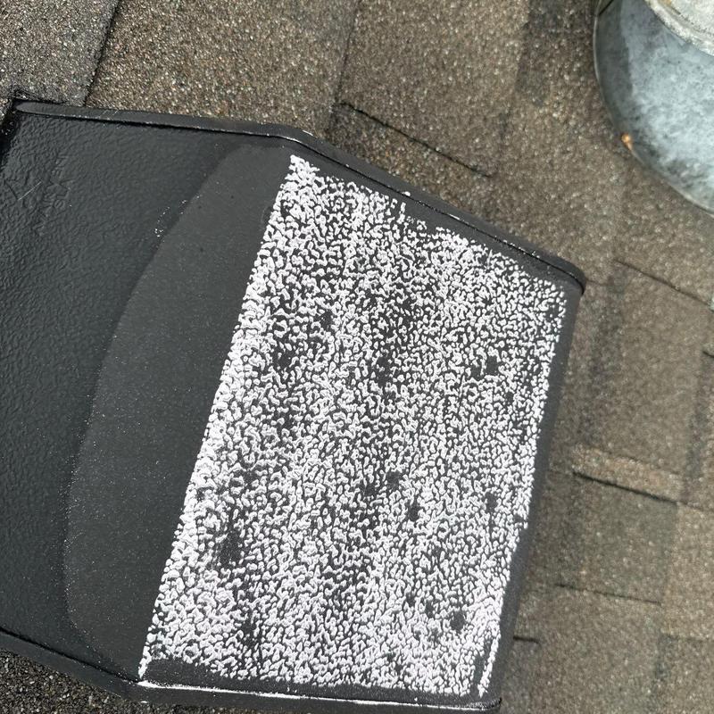 Roof shingle hail damage and vent pipe flashing inspection