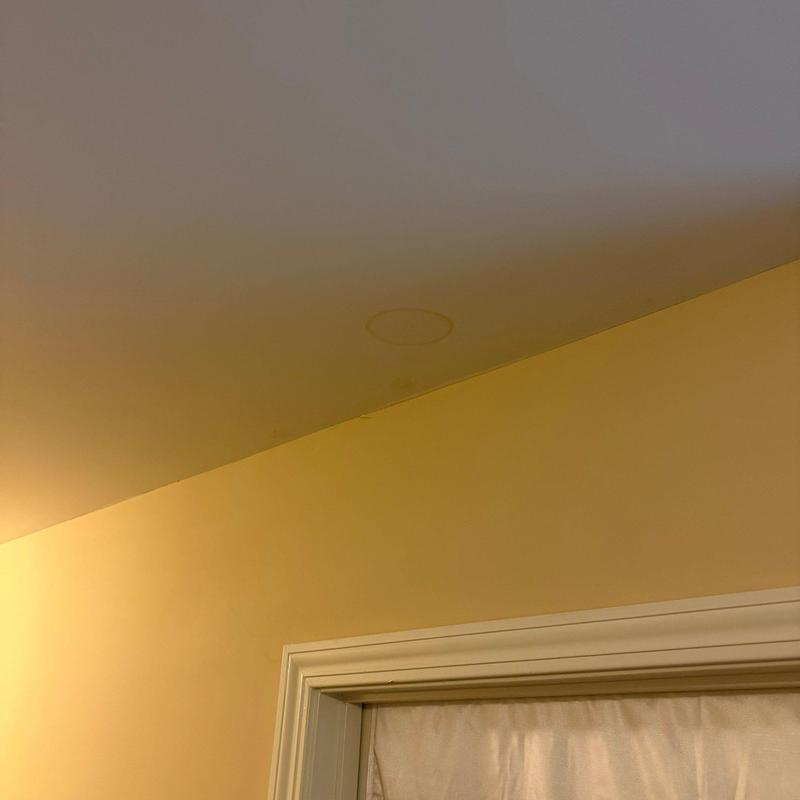 Ceiling water stain above door frame lighting