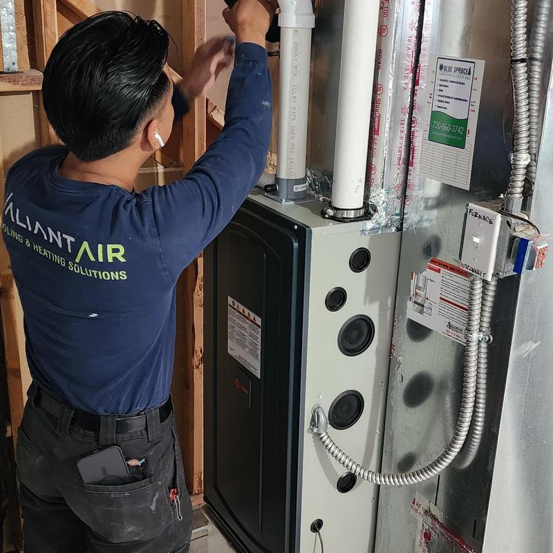 Trane S9X1 96% efficiency furnace installation in progress Trane S9X1 96% efficiency furnace installation in progress
