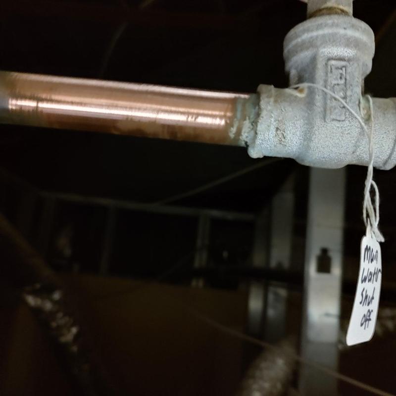 Main water shut off valve with copper pipe connection Main water shut off valve with copper pipe connection