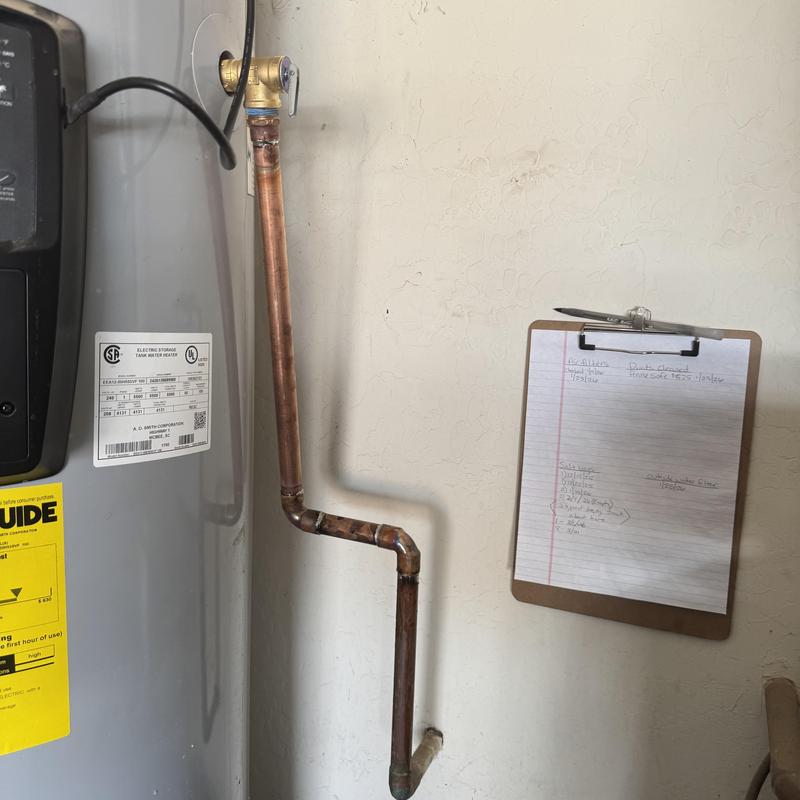 TMP line on water heater with copper piping in Buckeye