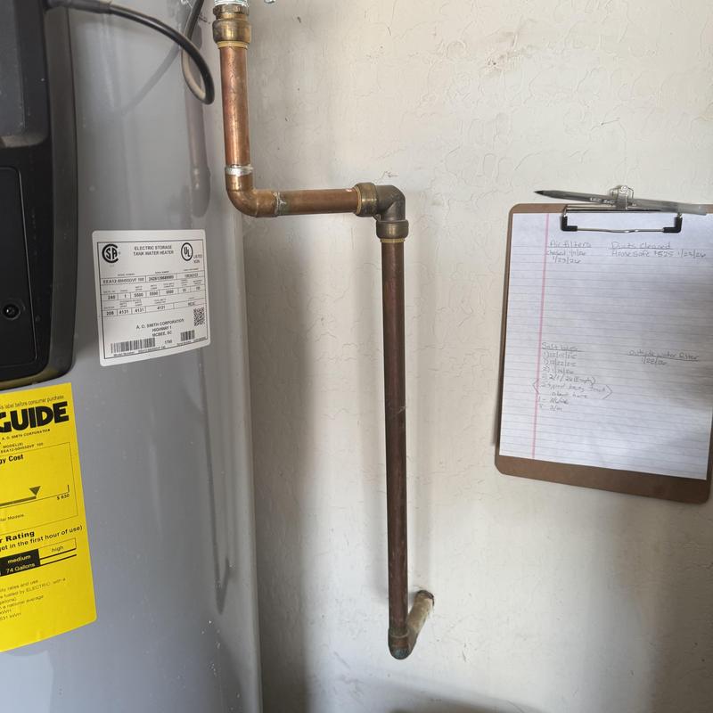 TMP line on water heater with copper piping