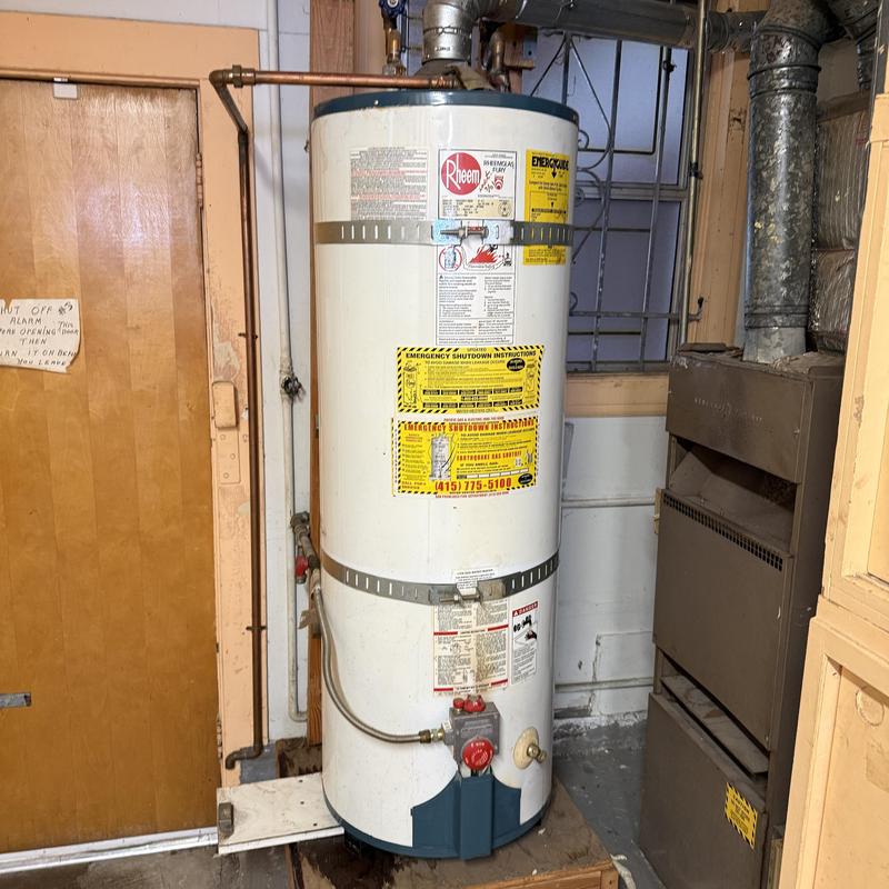 50-gallon Rheem water heater with earthquake straps