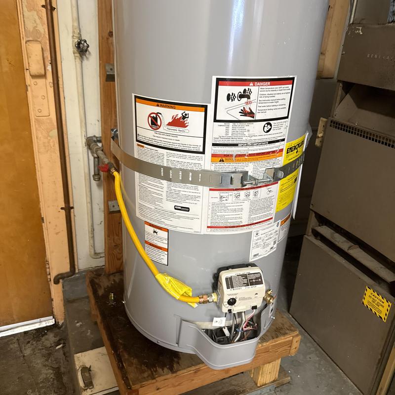 50-gallon water heater with new fittings and gas line