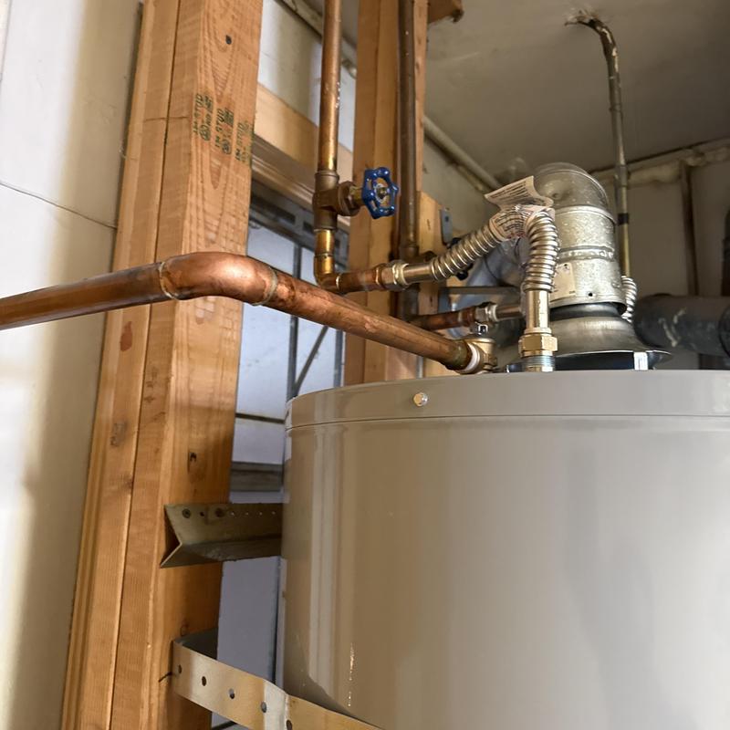 50-gallon water heater with new gas and water lines