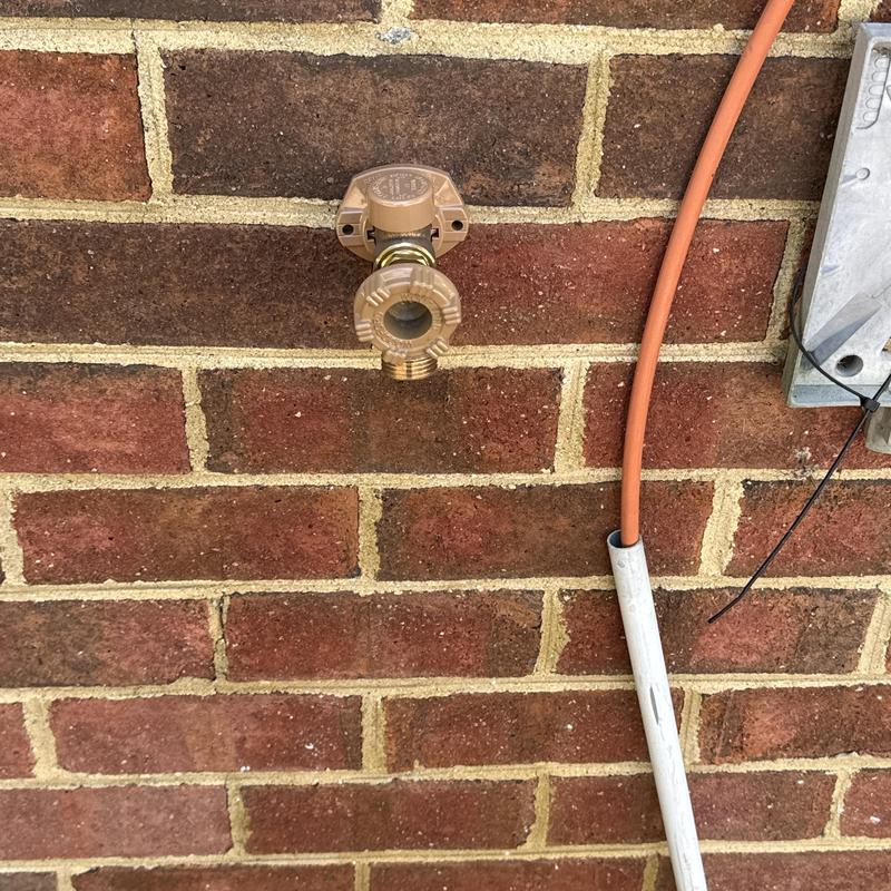 Frost proof hose bib with shut off valve on brick wall Frost proof hose bib with shut off valve on brick wall