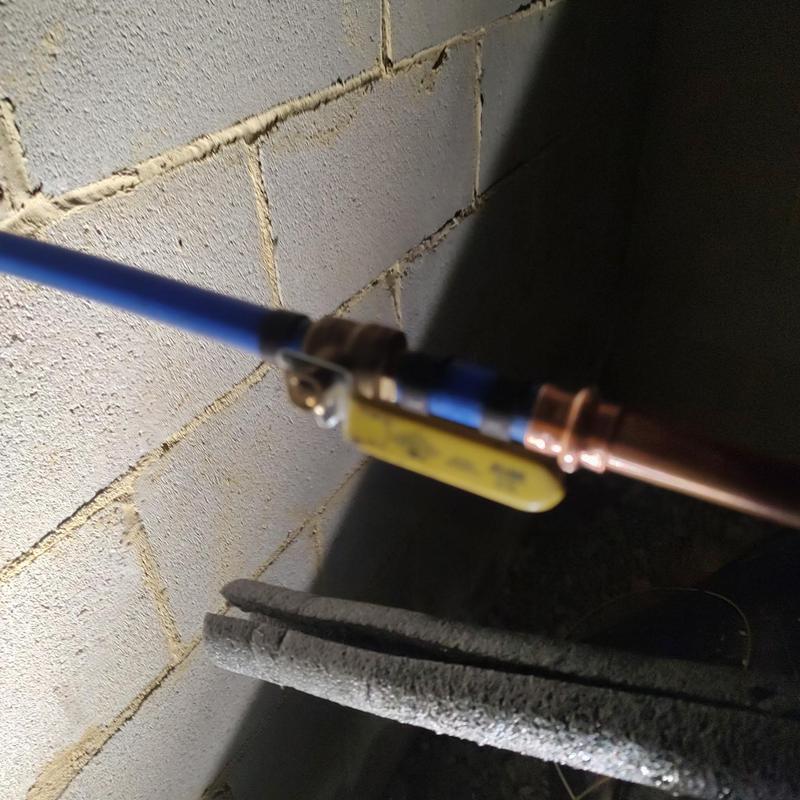Isolation shut off valve with PEX and copper piping Isolation shut off valve with PEX and copper piping