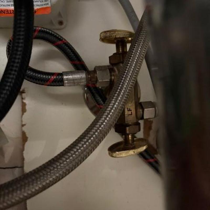Kitchen faucet dual angle stop valve with hose connections
