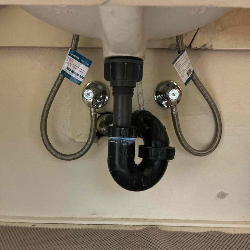 Angle stop shut-off valves with supply lines under sink
