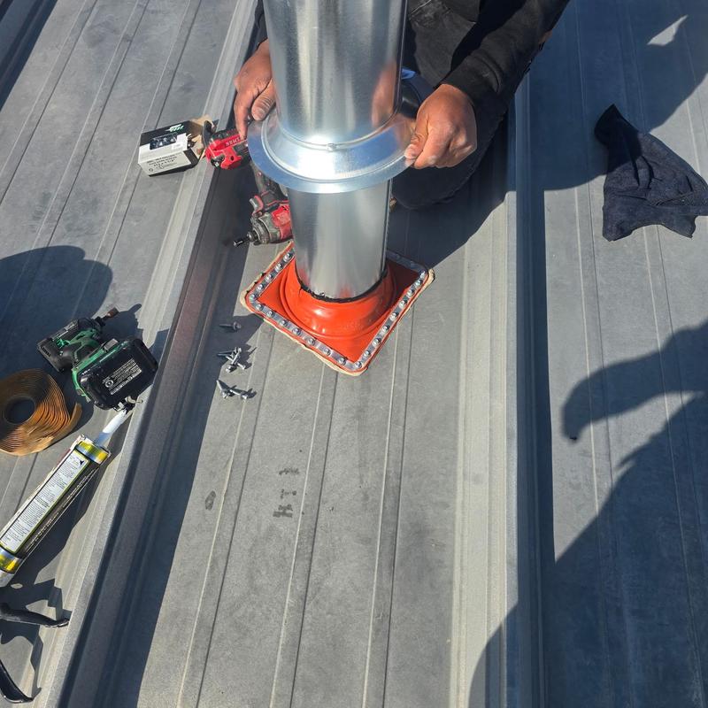 HT pipe boot installation on metal roof HT pipe boot installation on metal roof