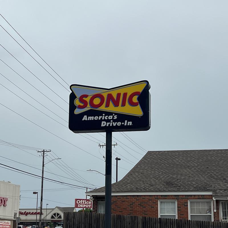Electronic keypad on Sonic drive-in signpost Electronic keypad on Sonic drive-in signpost