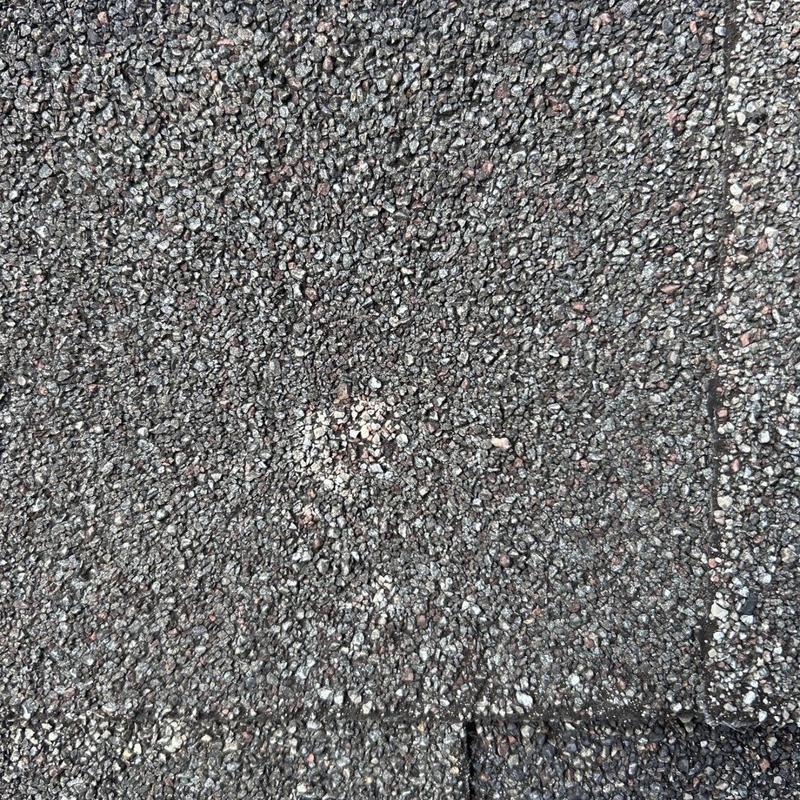 Architectural shingle roof with granule loss and wear