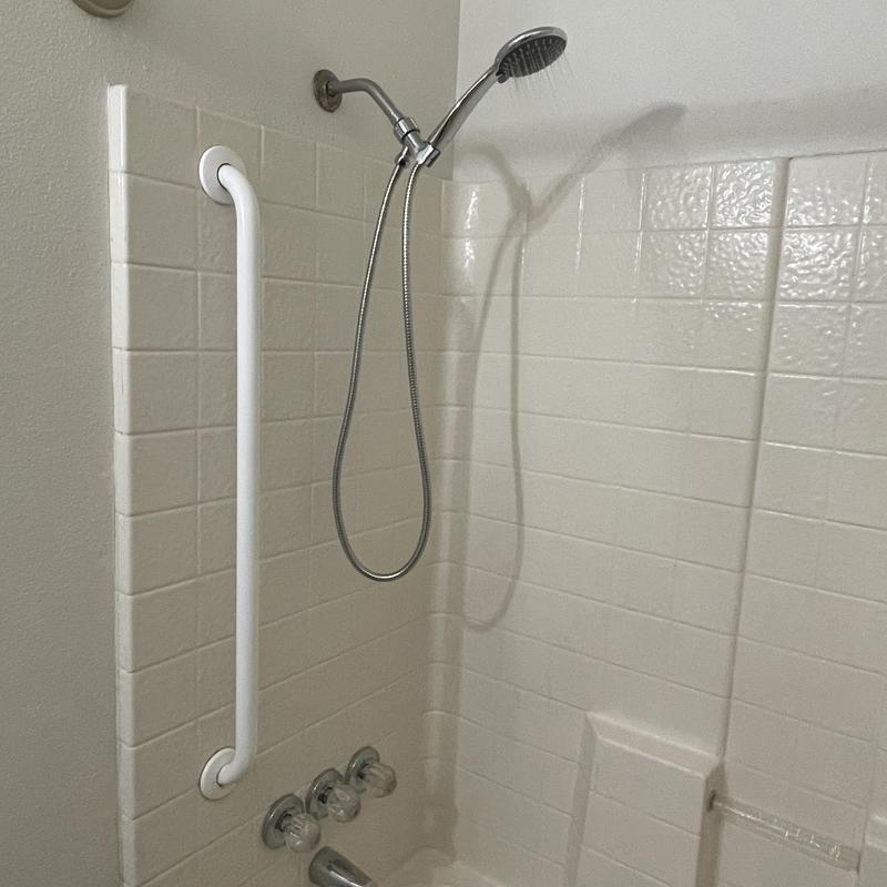 Shower trim reinstall with valve handles and showerhead