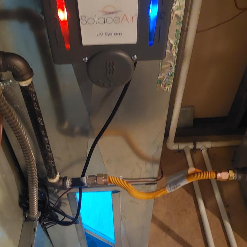 SolaceAir UV system with gas line and wiring