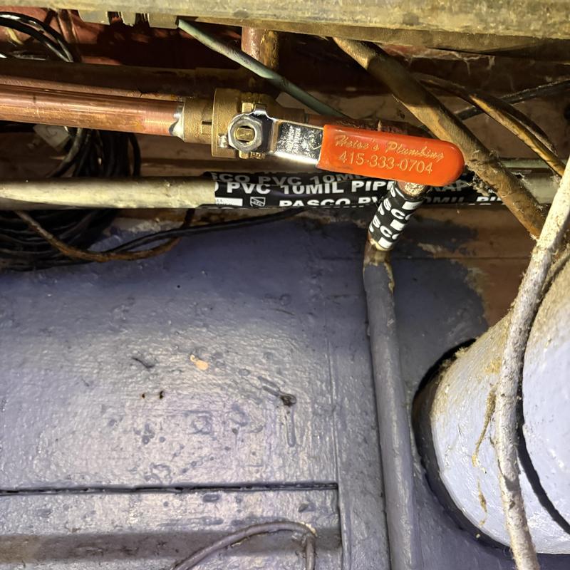 Hot water line copper pipe and valve installation