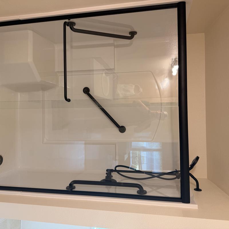 60x30 three-piece shower stall with glass slider door