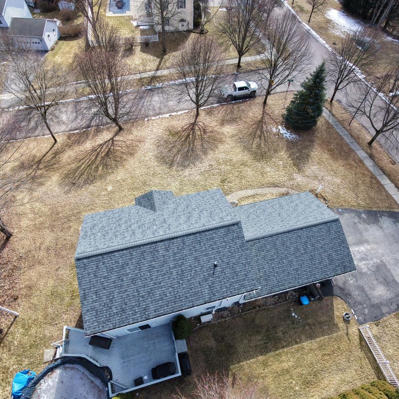 Asphalt shingle roof installation on residential home