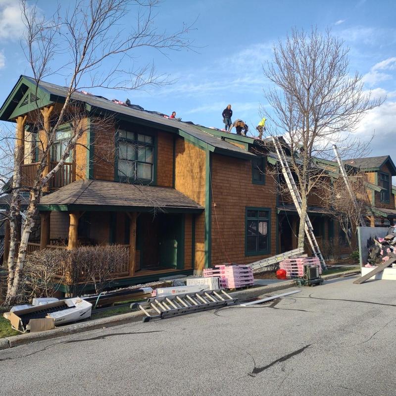 Asphalt shingle roof replacement on condo complex