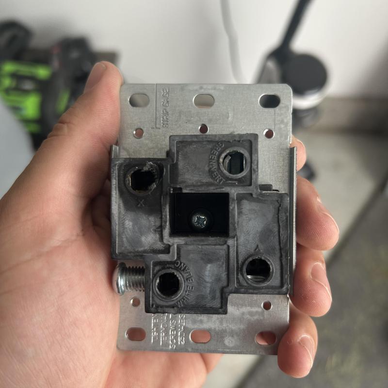 Electrical vehicle receptacle base with burn damage Electrical vehicle receptacle base with burn damage