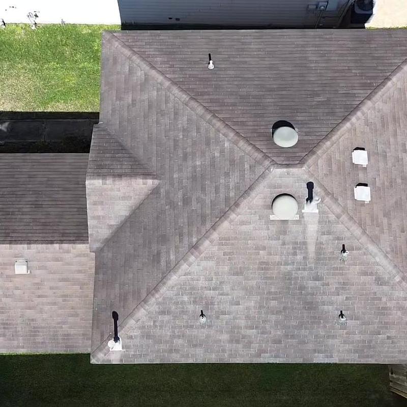 Owens Corning Driftwood shingle roof aerial view