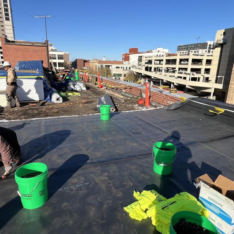 Carlisle SecurShield Polyiso roof insulation installation