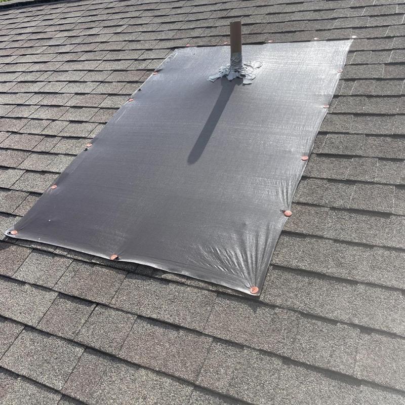 Plumbing vent pipe with temporary roof patch
