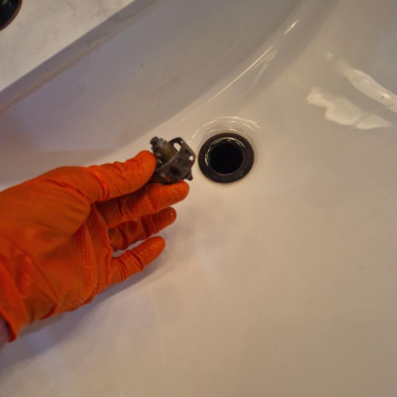 Tub shower drain and P-trap cleaning with glove