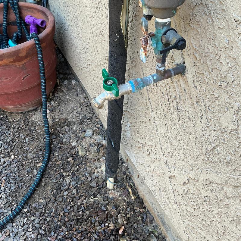 Hose bib thread replacement with new valve handle