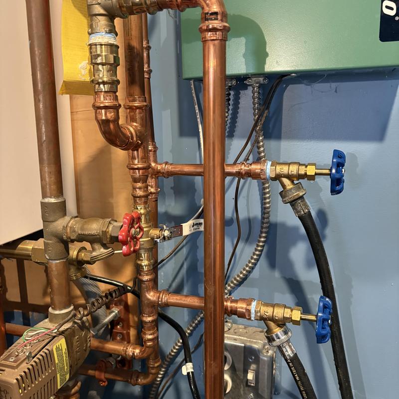 Viessmann boiler copper piping with shutoff valves