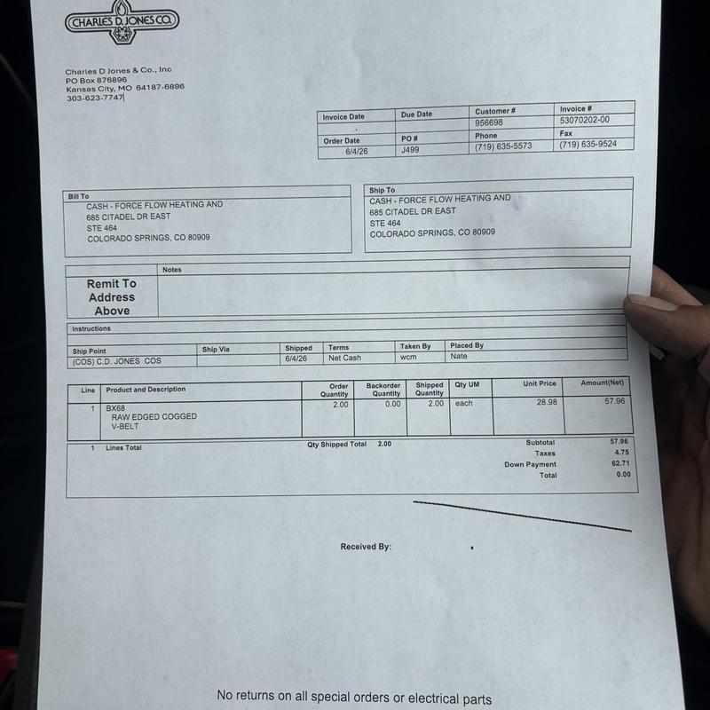 Raw edged cogged V-belt shipping invoice Raw edged cogged V-belt shipping invoice
