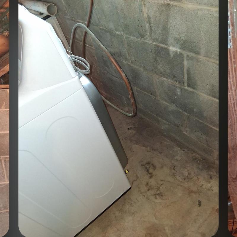 Gas line installation for dryer in basement corner