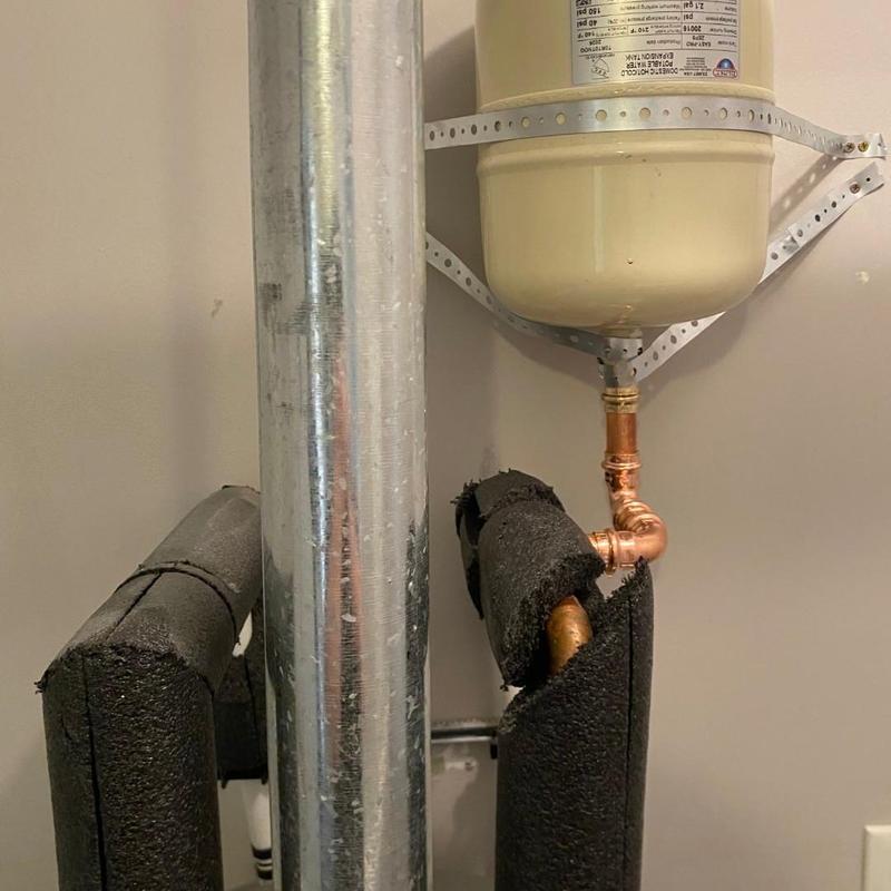 Water heater expansion tank with new PRV installed