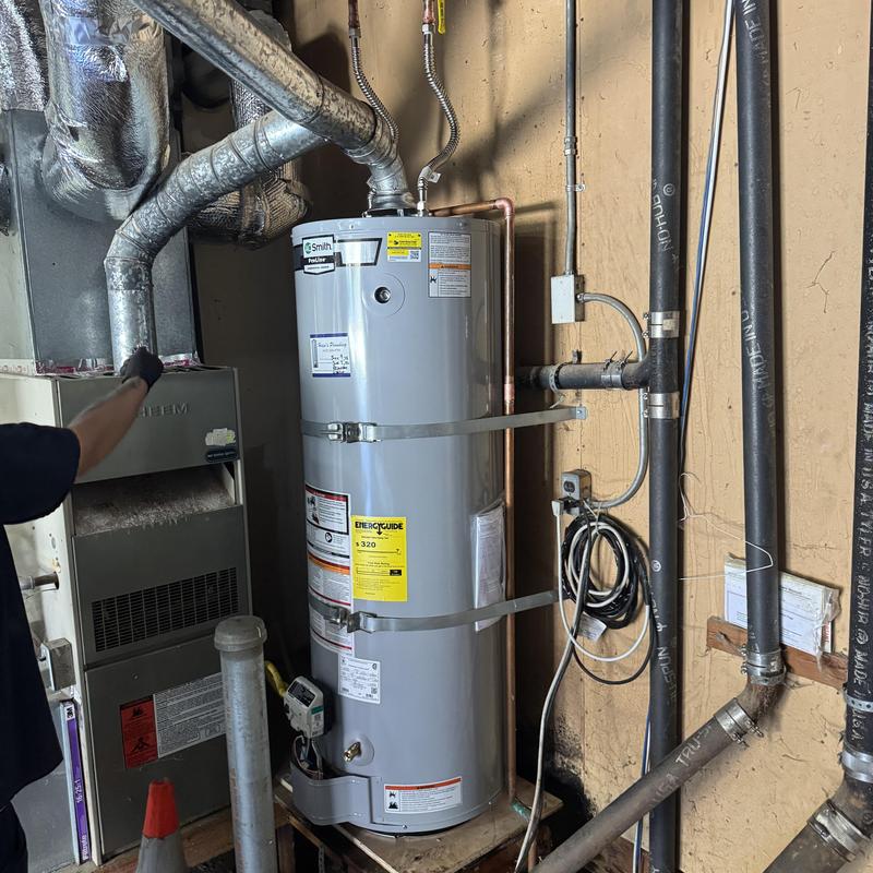 40-gallon water heater with new MIP fittings installed