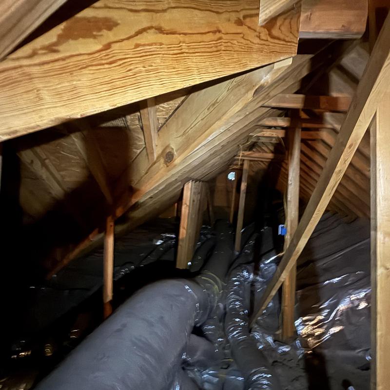 Ductwork and insulation in attic space Ductwork and insulation in attic space