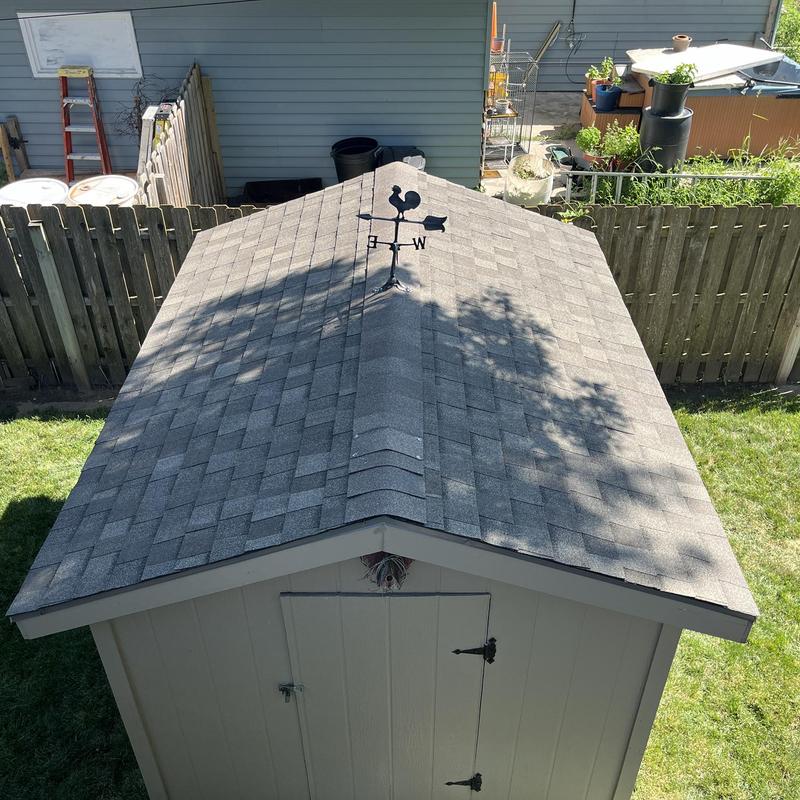 Tamko Stormfighter Flex4 shingle roof on shed Tamko Stormfighter Flex4 shingle roof on shed