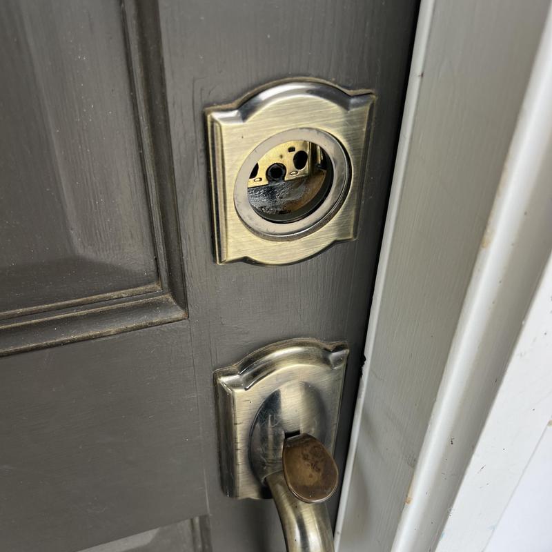 Deadbolt lock housing without cylinder on front door