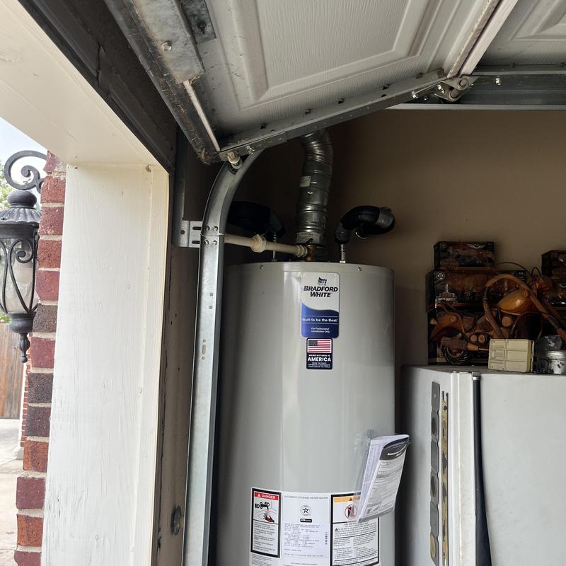 Bradford White 50-gal water heater installation in garage Bradford White 50-gal water heater installation in garage