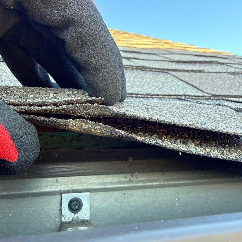 Asphalt shingles hail damage and lifting inspection