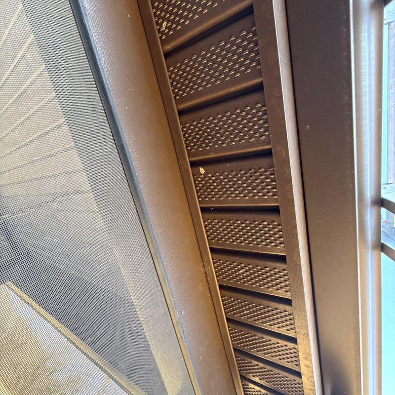 Metal roof soffit ventilation and screen inspection