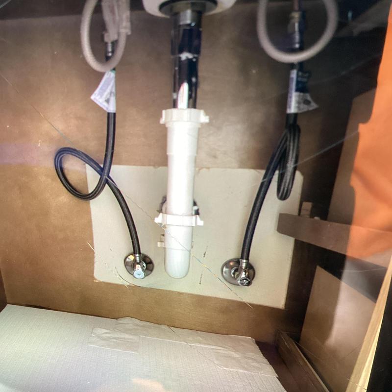 Under-sink hot and cold water shutoff valves with supply lines