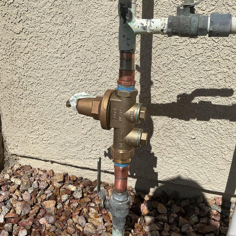 1-inch double-check pressure regulator on water line 1-inch double-check pressure regulator on water line