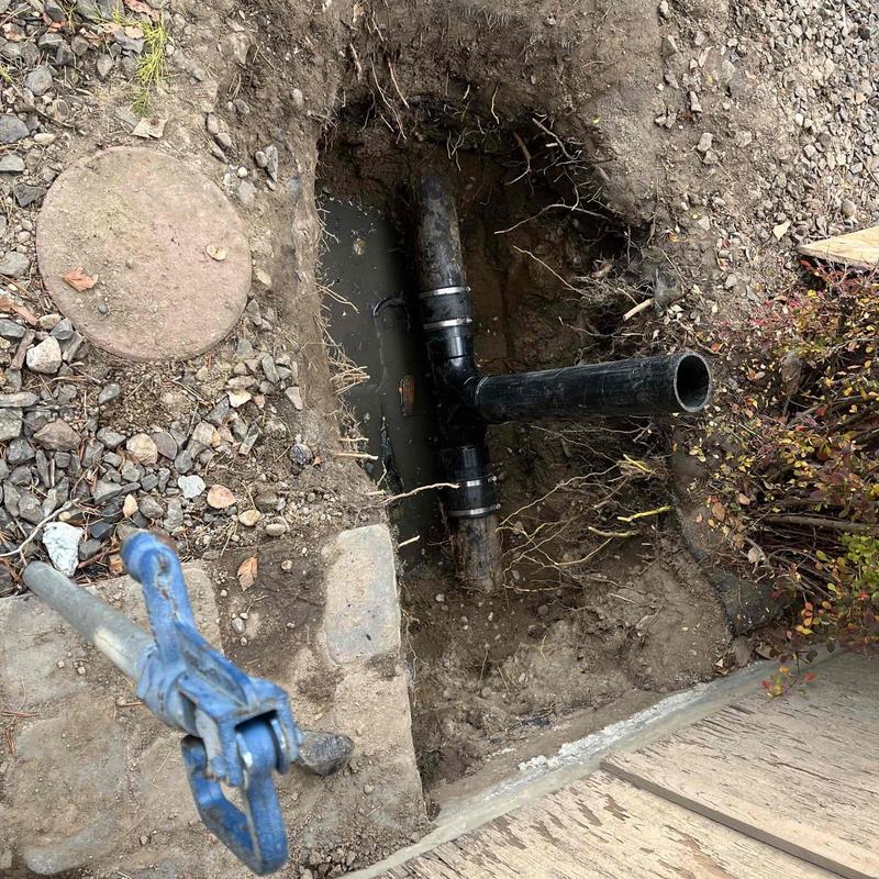 City sewer line cleanout and root intrusion site City sewer line cleanout and root intrusion site