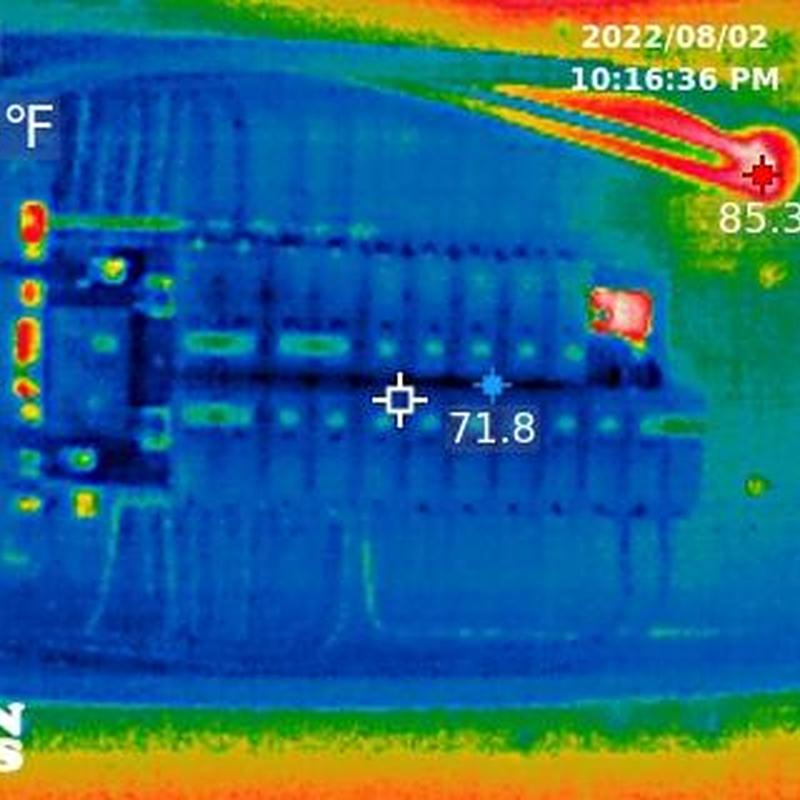 Electrical panel thermal scan showing hot breaker Electrical panel thermal scan showing hot breaker