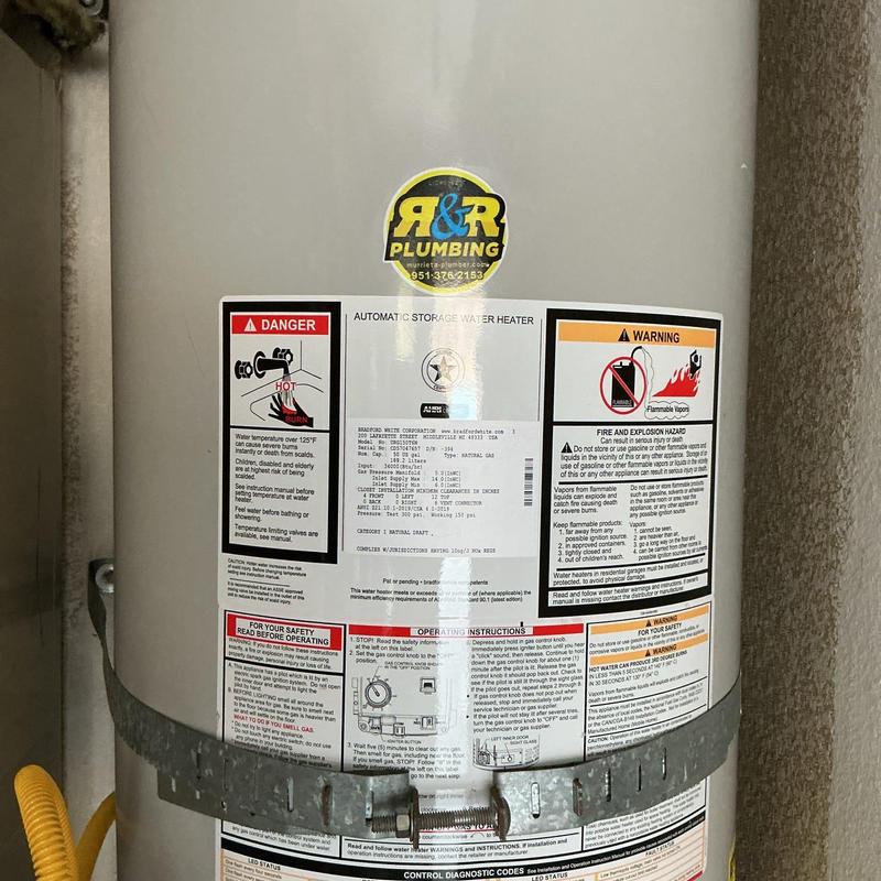 50-gallon water heater with safety and warning labels 50-gallon water heater with safety and warning labels