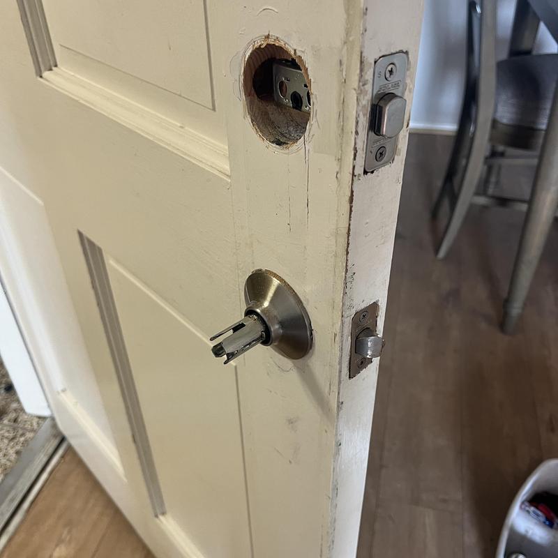 Door lock cylinder removal on white interior door