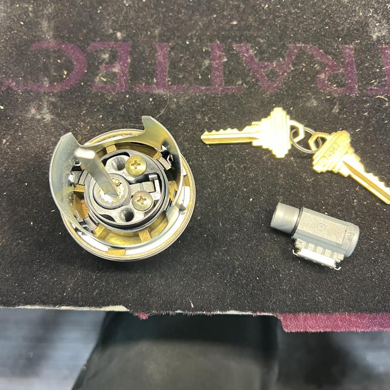 Apartment door lock cylinder with keys and tumbler tools